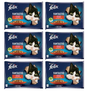 FELIX Wiejskie Smaki w galaretce z wołowina i kurczakiem 12x(4x85g) - Mokra karma dla kotów - miniaturka - grafika 1