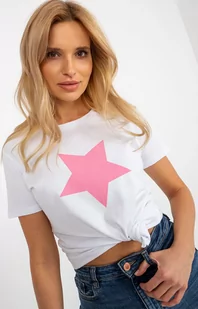 T-shirt damski z różową gwiazdą RV-TS-8626.00, Kolor biało-różowy, Rozmiar L/XL, Merribel - Primodo.com - Bluzki damskie - miniaturka - grafika 1