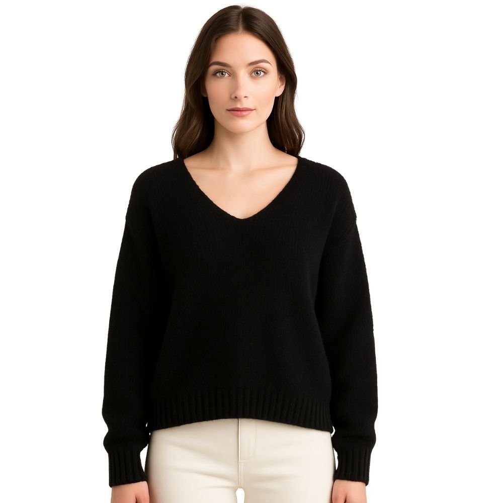 Sweter Damski Elegancki Włoski Czarny