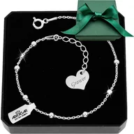 Bransoletki - SREBRNA BRANSOLETKA KULKI 925 + SERCE GRAWER na PREZENT DLA NIEJ - miniaturka - grafika 1