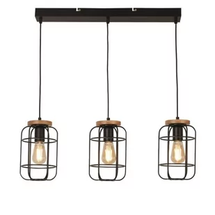 Vision lampa wisząca 3xE27 czarna/drewno 81953-3BK - Lampy sufitowe - miniaturka - grafika 1