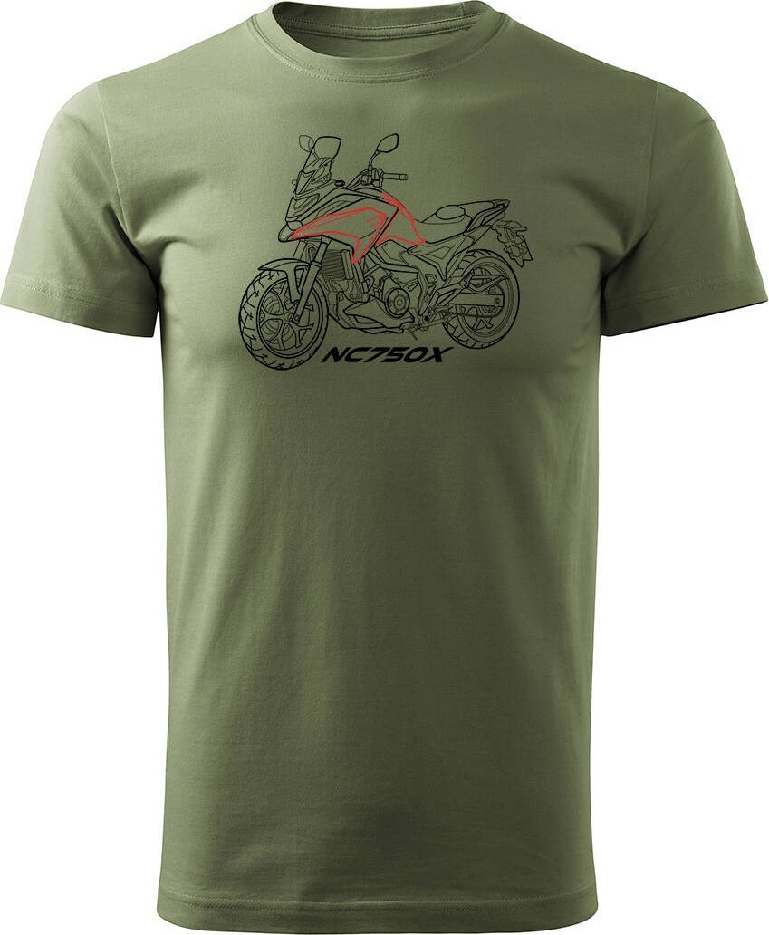 Topslang Koszulka z motocyklem na motor Honda NC 750 X NC750X męska khaki REGULAR S