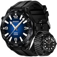 Smartwatch - Veltori VT150-1 Czarny Pasek Silikonowy + Czarna Bransoleta - miniaturka - grafika 1