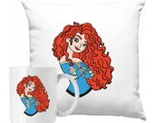 Gadżety dla niej i dla niego - ZESTAW PODUSZKA + KUBEK Merida Waleczna Pomysł Na Prezent +IMIĘ - miniaturka - grafika 1