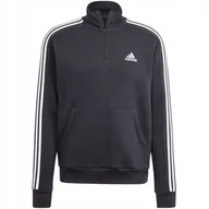 Bluzy męskie - Bluza męska adidas Essentials Fleece 3-Stripes 1/4-Zip czarna HZ6235 2XL - miniaturka - grafika 1