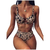 Stroje kąpielowe - STRÓJ KĄPIELOWY BIKINI WYSOKI STAN LAMPART PANTERA KOSTIUM DWUCZĘŚCIOWY HIT L - miniaturka - grafika 1