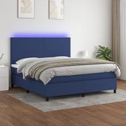 Łóżka - Łóżko kontynentalne z materacem, niebieskie 180x200 cm, tkanina Lumarko! - miniaturka - grafika 1