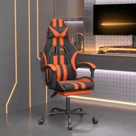 Fotele gamingowe - Lumarko Fotel gamingowy z podnóżkiem, czarno-pomarańczowy - miniaturka - grafika 1