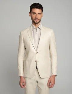 Marynarka do zestawu lodrino beżowy slim fit - Marynarki męskie - miniaturka - grafika 1