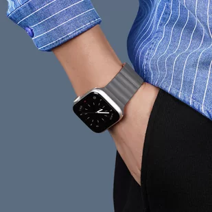 Dux Ducis Magnetic Strap pasek do Watch 7 / 6 / 5 / 4 / 3 / 2 / SE (41 / 40 / 38mm) magnetyczna opaska szaro-pomarańczowy (Chain Version) - Etui i futerały do telefonów - miniaturka - grafika 3