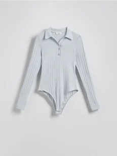 Reserved - Body z kołnierzykiem - jasnoniebieski - Koszulki i topy damskie - miniaturka - grafika 1