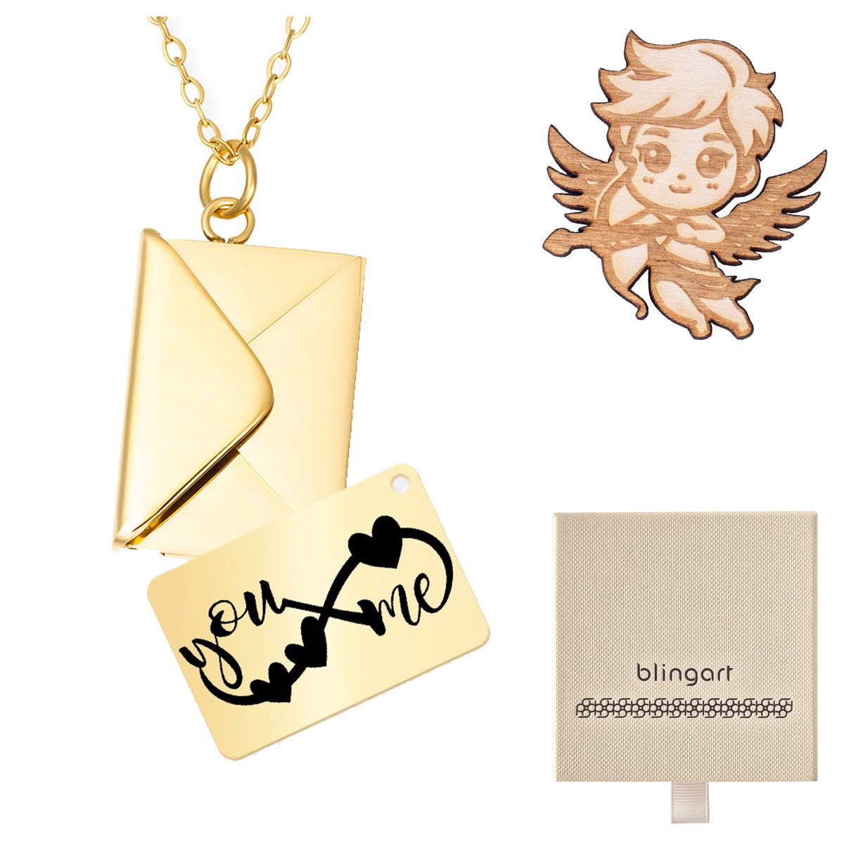 Naszyjnik celebrytka z grawerem koperta pozłacana