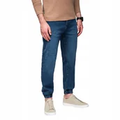 Spodnie męskie - Spodnie męskie jeansowe JOGGERY klasyczne niebieskie V2 OM-PADJ-0265 r. XXL - miniaturka - grafika 1