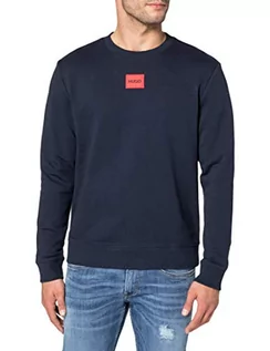 Bluzy męskie - HUGO Męska bluza Diragol212 z bawełny Terry z czerwoną etykietą z logo, Dark Blue405, XXL - grafika 1