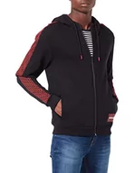Bluzy męskie - HUGO Męska bluza z kapturem Dobbins z bawełny z powtarzającym się logo, czarny (Black1), S - miniaturka - grafika 1