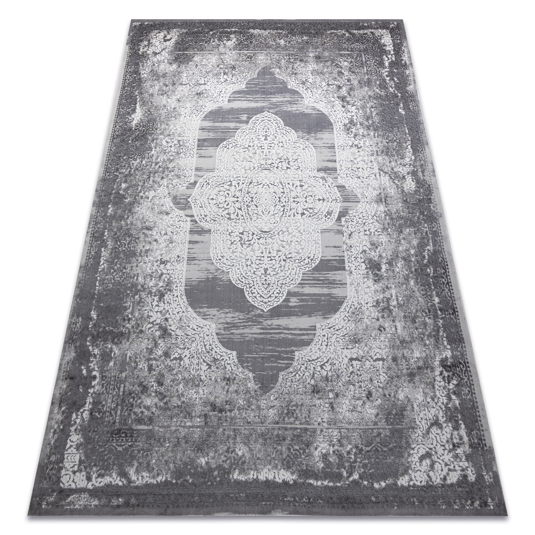 Dywan NOBLE nowoczesny 9479 65 Ornament vintage przecierany - Strukturalny, dwa poziomy runa krem / szary beżowy 120x170 cm