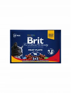Brit 4x100g Meat Plate Kurczak indyk + wołowina groszek Karma dla kota - Mokra karma dla kotów - miniaturka - grafika 2