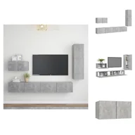 Szafki RTV - vidaXL 4-częściowa szafka pod TV betonowa szara materiał drewnopochodny - meble TV - miniaturka - grafika 1