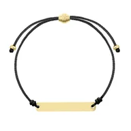Bransoletki - Sznurkowa regulowana bransoletka z blaszką do grawerowania złota stal Czarna - Manoki - miniaturka - grafika 1