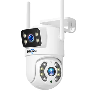 Zewnętrzna kamera WiFi Hiseeu 4K 6MP, dualna soczewka, podwójny ekran, 2-kierunkowe audio, kolorowa noktowizja - Biały - Systemy inteligentnych domów - miniaturka - grafika 1