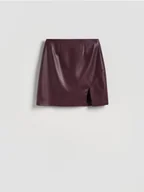 Spódnice - Reserved - Spódnica mini z imitacji skóry - bordowy - miniaturka - grafika 1