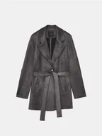 Płaszcze damskie - Mohito - Szary płaszcz z wiązaniem - szary - miniaturka - grafika 1