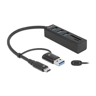 Czytniki kart pamięci - Delock 3 porty USB 3.2 Gen 1 Hub + SD i czytnik kart Micro SD - miniaturka - grafika 1