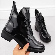 Botki damskie - Workery damskie lakierowane czarne Vinceza 58136 - miniaturka - grafika 1