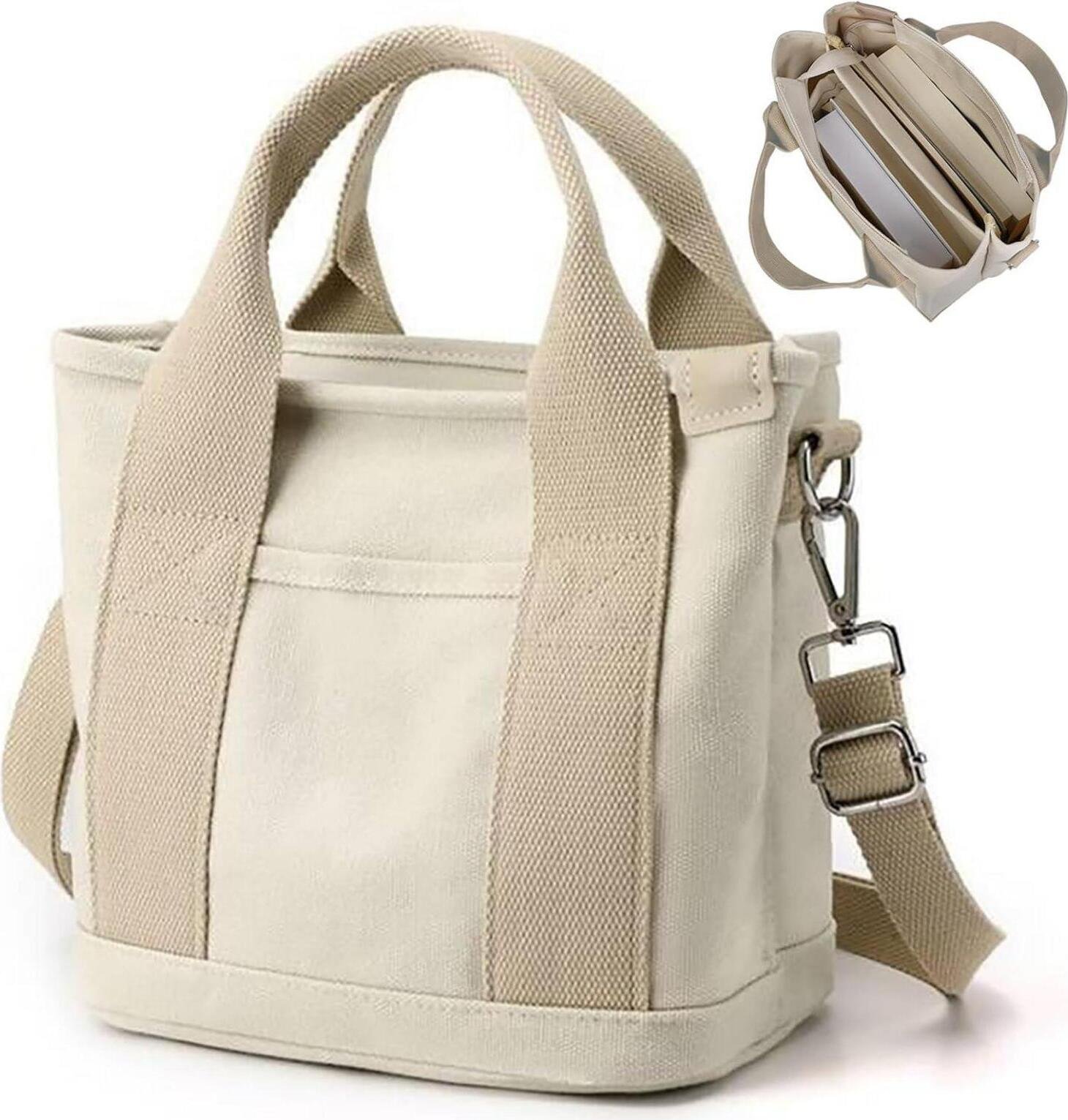 Płócienna torebka damska na ramię z zamkiem błyskawicznym do codziennego użytku, szkoły, pracy