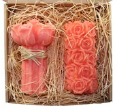 Świece - Świeczki na prezent RÓŻA 15 cm + BUKIET ŁOSOSIOWY - miniaturka - grafika 1