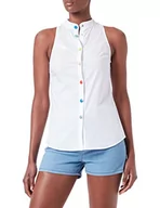 Koszule damskie - Love Moschino Damska koszula bez rękawów, rozciągliwa bawełniana popelina, optical white, 38 - miniaturka - grafika 1