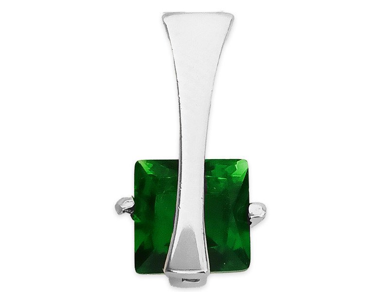 Srebrna przywieszka 925 elegancka kwadratowa cyrkonia butelkowa zieleń na prezent