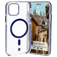 Etui i futerały do telefonów - Bizon Etui z pierścieniem magnetycznym Case Marco do iPhone 12 Pro / 12, przezroczyste z niebieską ramką - miniaturka - grafika 1