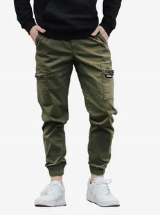 Spodnie Męskie Materiałowe Bojówki Jogger Oliwka Khaki Jigga Wear Cargo 3XL - Spodnie męskie - miniaturka - grafika 1