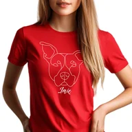 Koszulki i topy damskie - CZERWONY TSHIRT DAMSKI Dla Miłośnika Psów IMIĘ PIESKA JAMNIK Wz Rozmiar S - miniaturka - grafika 1