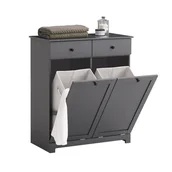 Szafki łazienkowe - SoBuy Kosz na pranie, szafka łazienkow 2w1 BZR33-DG - miniaturka - grafika 1