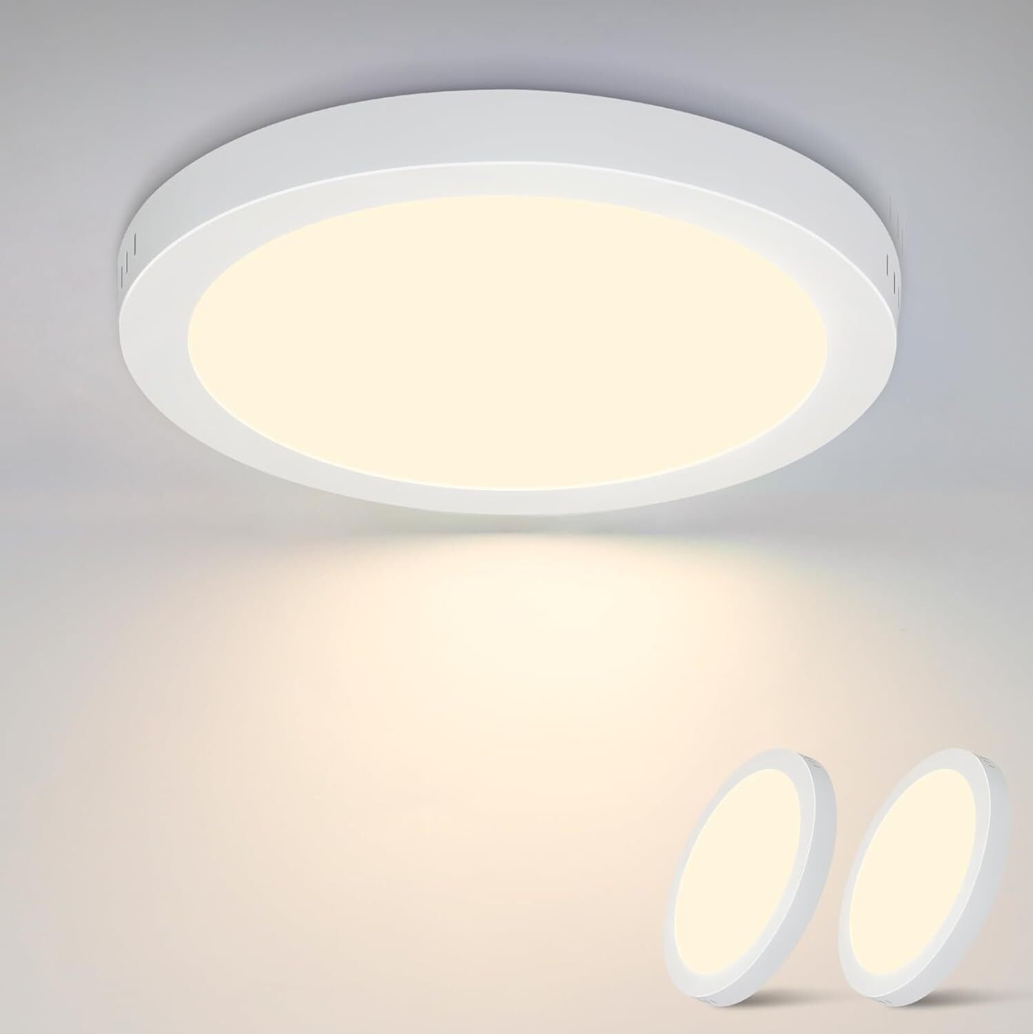 ZMH Lampa sufitowa LED Okrągła Płaska 2-pak Nowoczesna lampa sufitowa Oświetlenie korytarza Ciepła biel 3000 K 18 WA IP44 Wodoodporna Kuchnia Biuro Łazienka Pokój dziecięcy Sypialnia