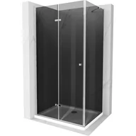 Kabiny prysznicowe - Mexen Lima kabina prysznicowa składana 70x110 cm, grafit, chrom + brodzik Flat, biały - miniaturka - grafika 1