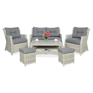 Meble z technorattanu TRIVENTO 2 + Pufy White Grey - Focus Garden - Meble ogrodowe - miniaturka - grafika 1