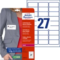Etykiety do drukarek - Avery Zweckform Samoprzylepne identyfikatory imienne L4784-20 L4784-20 - miniaturka - grafika 1