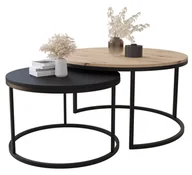 Ławy i stoliki kawowe - Zestaw Stolików MJU 80X60 Czarny / Dąb Artisan / Czarny Mat - miniaturka - grafika 1