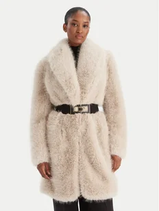 YES LONDON Futro ECO/037 Beżowy Regular Fit - Płaszcze damskie - miniaturka - grafika 1