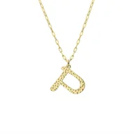Naszyjniki - Pozłacany naszyjnik z literką P na łańcuszku stal szlachetna - Manoki - miniaturka - grafika 1