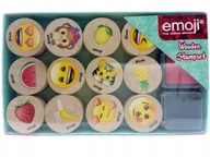 Zabawki kreatywne - PIECZĄTKI DREWNIANE STEMPLE EMOJI ZESTAW 2 TUSZE  AKCESORIA PLASTYCZNE DIY - miniaturka - grafika 1