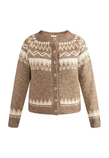 blonda Damski sweter z dzianiny 15424762-BL01, brązowy biały beżowy, XL/XXL, Brązowy, biały, beżowy, XL-XXL - Swetry damskie - miniaturka - grafika 1