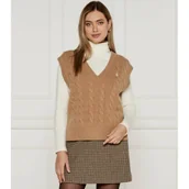 Swetry damskie - POLO RALPH LAUREN Wełniana kamizelka | Loose fit | z dodatkiem kaszmiru - miniaturka - grafika 1
