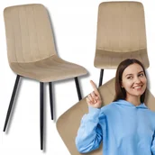 Krzesła - Krzesło Tapicerowane Kuchenne Welurowe Loft Do Jadalni Kuchni Ibis Beż - miniaturka - grafika 1