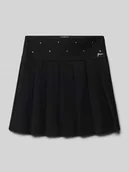 Sukienki i spódniczki dla dziewczynek - Spódnica plisowana z obszyciem ozdobnymi kamieniami i aplikacją z logo - miniaturka - grafika 1