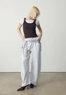 Koszulki i topy damskie - Stradivarius Koszulka basic slim fit Popielaty XS - miniaturka - grafika 1