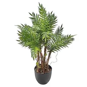 Sztuczne kwiaty - AMARE Roślina paproci 60 cm zielona tworzywo sztuczne, w doniczce z tworzywa sztucznego czarna 14 x 13 cm, z kamieniami - miniaturka - grafika 1